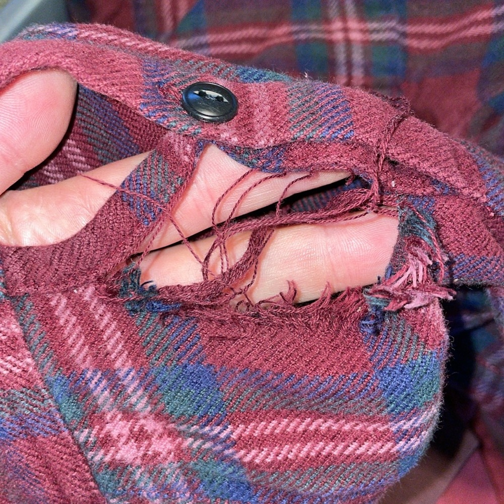 Madewell Red Flannel causal cotton flannel red/green comfy soft classic top - Picture 11 of 12